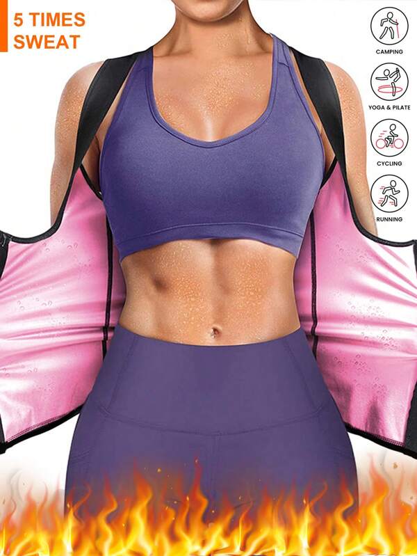2025 Newest New Year Spring Waist Training Sauna Vest With Zipper, Fashionable Fitted Sports Crop Top Corset, Sweat Enhancing Shaping Activewear For Women Gym Accessories For Belly Slimming Girdles, Lumbar Girdles For Belly Slimming Corset