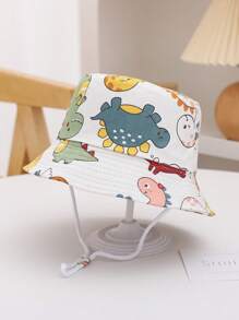 1pc Cute Dinosaur Pattern Kids Bucket Hat, Cartoon Animal Print Children Outdoor Sun Ion Hat - Multicolor - View 1