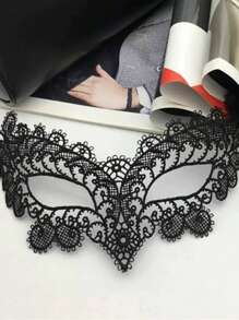 1 Set Sexy Lace White Bell, Black Lace Cat Ear Headband, White Lace Gloves, Choker - Cat Princess Lady Costume Set Prom - Black - View 5