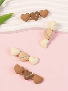 2 件心形发夹带水钻装饰，适合儿童/女孩日常使用