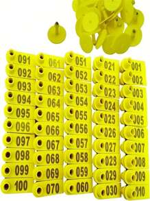 100% 加厚 001-100 号订购山羊耳标，适用于牛、山羊和绵羊识别耳环标签