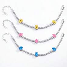 1 件可调节长度手链，镶有 3 颗椭圆形方晶锆石，4 爪镶嵌和闪亮密钉设计，优雅的礼物之选，适合毕业典礼、派对、求婚、表白，适合男士、女士、情侣