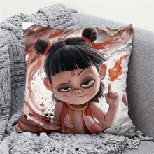 2025 New Movie Nezha 2 Anime Plush Pillow, Cute Cartoon Nezha, Ao Guang, Ao Bing Decorative Cushion For Sofa, Car, Bedroom, 18"X18", Soft & Comfortable, Machine Washable, Creative Cartoon Gift