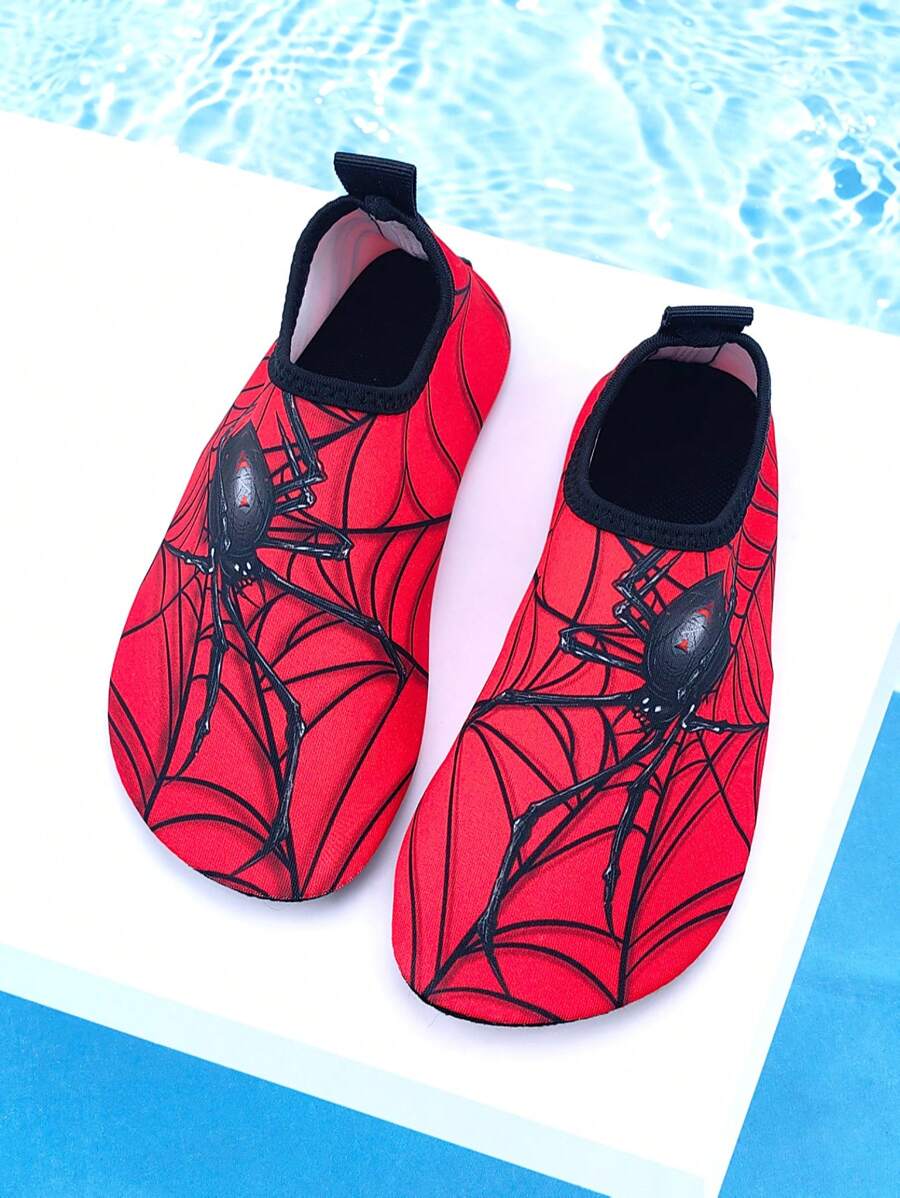 Kids' Outdoor Beach Water Shoes, Boys Red Big Spider Soft Bottom Breathable Lightweight Aqua Socks - Red - View 1