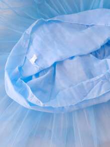 Blue Jewels Lace Trim Tulle Princess Dress For Young Girls - Multicolor - View 7