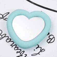 1 pieza Espejo de silicona con forma de corazón y soporte retráctil para teléfono con ventosa, conveniente para retoques de maquillaje, compatible con iPhone, Android, regalo para cumpleaños, familia y amigos, soporte y accesorios para teléfono
