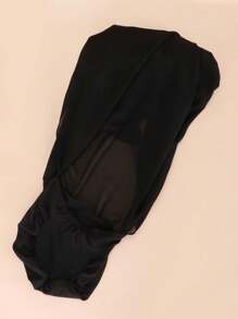 1pc Women's Chiffon Splice Scarf Hat, Suitable For Daily Wear - Black - View 3
