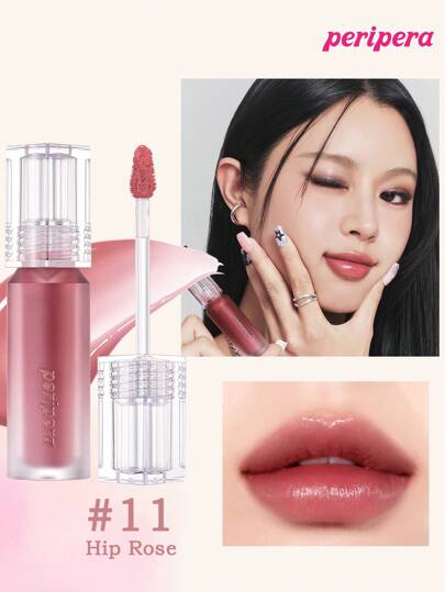 Peripera Tinta per labbra senza acqua stile K-Beauty, Gloss labbra acquoso specchio, Gloss labbra trasparente, Rimpolpa le labbra, Idratante naturale, Leggero, Boost luminosità e durata, Confortevole, Non appiccicoso, Compatibile con le mascherine, Senza film bianco, Stile K-Beauty, Makeup coreano