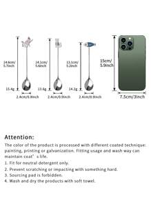 2pcs Random Color Cute Cat-Shaped Coffee Spoon And Dessert Spoon Set School Supplies Back To School