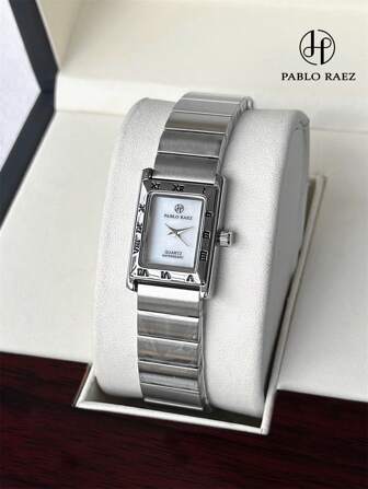 Pablo Raez 1 件银色奢华梦幻金色珠宝夏季配饰女士手表复古矩形正装手表不锈钢手链 IPS 方形罗马数字表壳优雅顶级全新 AAA 设计石英复古手表