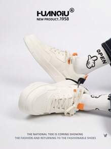 HUANQIU 2026 New Men Shoes Men Sneakers Black Shoes Skateboard Shoes Landscape Painting Fashion White ShoesSplash Ink Painting Versatile Lightweight Comfortable White Shoes Lace-Up Soft Soled Casual Shoes Chinese Style Running Shoes Black And White Four Seasons Shoes - Black and White - View 8