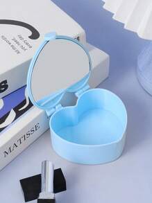 1 件儿童珠宝收纳盒，心形发饰收纳盒带镜子，个性化简约设计，适合家庭、宿舍、便携式日常使用 - 彩色 - 查看 11