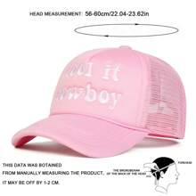 1Piece Men Cool It Cowboy Letter Embroidered Baseball Cap Mesh Hat Outdoor Adjustable Sunscreen Leisure Hat Spring Autumn Travel Tourism Beach Vacation - Pink - View 2