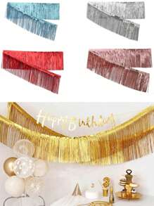 1pc 3M Aluminum Foil Tassel Banner - Luxury Metallic Streamers For Birthdays, Weddings, Parades And Festive Decorations - Multicolor Multi-Purpose Hanging Decoration, Holiday Decorative Banners, Elegant Party Backgrounds, Durable Festival Decorations,Party Decor