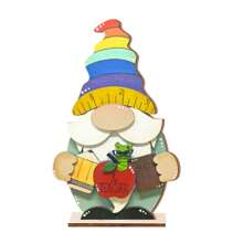 1Pc Rustieke School Wiskunde Leraar Gnome Houten Tafelblad Middelpunten Tafeldecoratie Boerderij Houten Lente Zomer Seizoen Huis Gelaagde Lade Decoraties Voor Thuis School Tafeldecoratie, Cadeau Voor Leraar