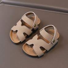 1 Pair Khaki Kids Sports Sandals, Toddler Beach Shoes, Baby Summer Casual Walking Shoes
