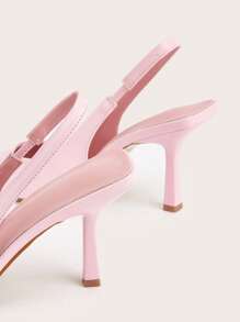 Sexy Pointed Toe Exposed Heel Strap Stiletto High Heels, Pink, For Wedding Party - Pink - View 3