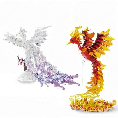 1218/1078/1071 piezas Juego de bloques de construcción de alta gama con modelo de Fénix Blanco/Fénix de Fuego - Plástico ABS complejo y colorido, regalo perfecto para la sala de estar, decoración de escritorio, Halloween, Navidad, cumpleaños, decoración de pared de oficina