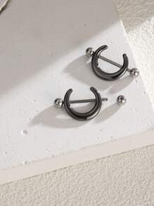 2 piezas Anillos de joyería para perforación de pezón de mujer con diseño de luna oscura punk para Halloween