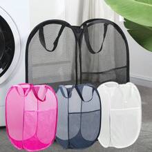 Collapsible Mesh Pop Up Hamper With Wide Opening And Side Pocket – Breathable, Sturdy, Foldable, And Space-Saving Design For Clothes And Storage.