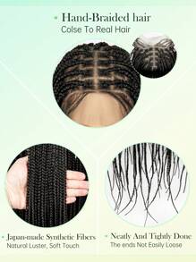 All Lace Versatile Black Box Braided Lace Front Wig For Women , High-Density Synthetic Hair, Perfect For Casual Attire