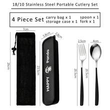 Portable Cutlery Set With Case & Bag, Cartoon Panda Travel Utensils, Portable Silverware Set For Work, 18/10 Stainless Steel Reusable Travel Cutlery Set, Fork And Spoon Chopsticks Set For Camping, School, Picnic, Gadgets, For Lunch Box,School Supplies