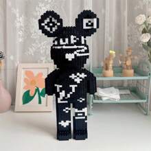 3250pcs Black & White Violent Bear Building Block Set - Creative Model Kit, Unzipped Toys Challenging Assembly, Decorating Crafts - Perfect Gifts For Halloween, Thanksgiving, Mother's Day, Christmas