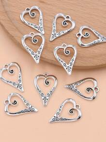 50 cái/30 cái/10 cái Mặt dây chuyền hình trái tim mạ bạc dùng làm đồ trang sức Hoa tai Vòng cổ Phụ kiện DIY - Nhiều màu - Xem 4