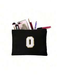 1 件化妆包钱包姓名首字母 A-Z 字母图案洗漱用品收纳袋拉链手机袋铅笔袋手提包旅行必需品女孩礼物化妆工具化妆刷收纳袋学校用品携带方便化妆包化妆品收纳袋