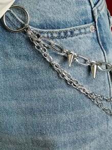 1 件装欧美万圣节热销金属铆钉几何多层腰链男士配饰