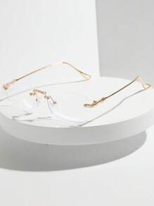 1 件男士无框时尚平光镜片金属框架眼镜，适合作为情人节或狂欢节礼物 - 無色 - 查看 7