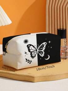 1 件新品黑白双色女士化妆包，灯芯绒化妆品收纳袋 - 彩色 - 查看 6