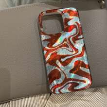 Wave Ripples Glacier Ombre Blue, Brown, Red Water Wave Gradient Double-Layer IMD Soft Phone Case Compatible With IPhone 16 Pro MAX / 15 Pro Max / 14 Pro / 13 / 12