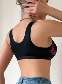 Women's Non-Wired Lace Patchwork Front Closure Comfortable Bra - Multicolor - View 2