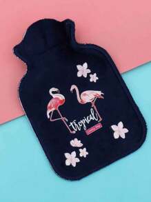 1 件可爱卡通动物植绒大容量热水袋可再填充防爆防漏植绒暖手暖腹柔软暖水袋