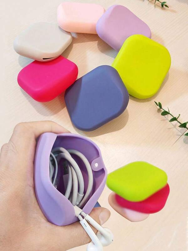 Bolsa organizadora magnética y portátil de silicona para accesorios digitales multifuncionales, en colores de caramelo, adecuada para guardar auriculares, llaves, tarjetas, joyas y otros accesorios