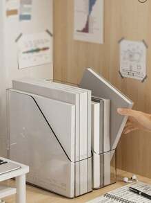 1 件透明 PET 桌面单槽杂志/书架，办公桌文件文件存储整理架，适用于办公室、卧室、教室、客厅