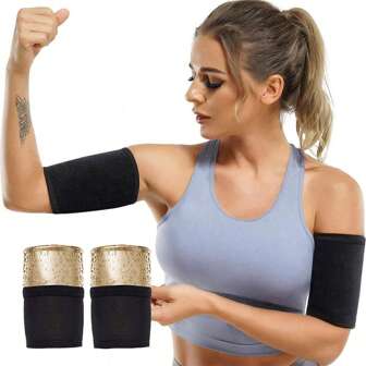 2 piezas Reductor de brazos, Mangas de sudoración tipo sauna, Envoltura moldeadora de brazos, Set de entrenador de brazos para accesorios de gimnasio de mujer