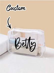 Personalized Makeup Bags, Transparent Toiletry Bag Cosmetic Bag ,Portable Bag Storage Bag Suitable For Storing Cosmetic Brushes Cosmetic Brush Towel Storage Jewelry Bag Gift Bag , Pvc Makeup Brush Storage Durable Transparent Cosmetic Bag