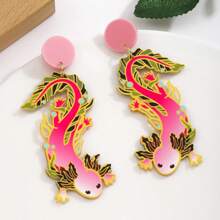 1 paire de boucles d'oreilles en acrylique à motif de gecko mode, convenant pour un port quotidien pour femmes