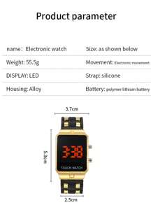 1 pieza Reloj de cuarzo deportivo para hombres con correa de silicona de lujo y caja cuadrada de aleación, elegante, casual, de negocios, con escala mixta, función de calendario, esfera circular, adecuado para uso diario, decoración, regalo festivo para amigos o padres