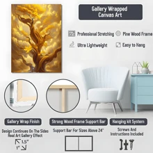 1Pc Framed Canvas Poster, Money Tree Money Falling Wall Art Canvas Paintings, Ideal Gift For Bedroom Living Room Corridor, Wall Art, Wall Decor, Winter Decor, Room Decoration