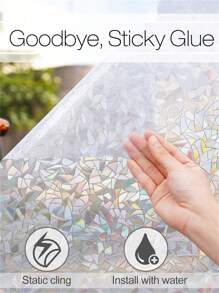1 Roll Window Privacy Film Rainbow Window Film Decorative Window Sticker, 3D Static Stained Glass Cling Window Tint For Home Heat Control Non-Adhesive Window Glass Films For Office - Multicolor - View 2