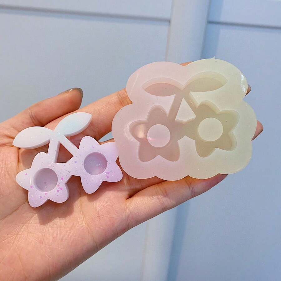 Molde de resina con diseños de estrella y cereza, molde de silicona, molde de pegamento de resina, molde de silicona para llaveros de resina, accesorios para moldes de resina