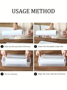 1 件装多功能塑料包装分配器，配有滑动切刀、拉伸膜支架、厨房储物整理器、可重复使用的保鲜膜和铝箔切割工具 - 無色 - 查看 6