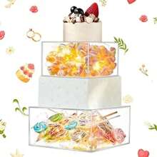 1pc Acrylic Square Cake Stand, Multi-Tier Transparent Cake Display Riser, Stackable Tiered Cake Separator Suitable For Wedding, Birthday Party, Kitchen, Dining Table, Dessert Box