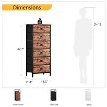 6 Drawer Dresser,Chest Of Drawers For Bedroom Tall Fabric Dresser,White - Rustic Brown - View 5