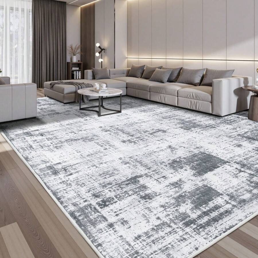 Sour Lemon 8x10 Area Rugs For Living Room, Large Machine Washable Area Rug, Non Slip Vintage Retro Rugs For Bedroom, Soft Boho Abstract Rug Foldable Carpet Rugs For Living Room Home Office Decor - Light Grey - View 1