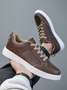 Men's Sports Shoes, Fashion Stylish Casual Lace-Up Skateboard Shoes, Personalized Street Style Men Sneakers