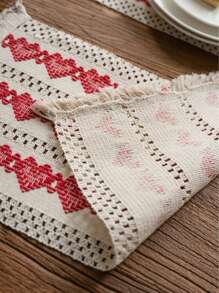 1 件法式浪漫简约心形桌旗，适用于咖啡桌、电视柜、卧室床头柜、厨房/餐桌、家庭聚会的矩形装饰 - 彩色 - 查看 8